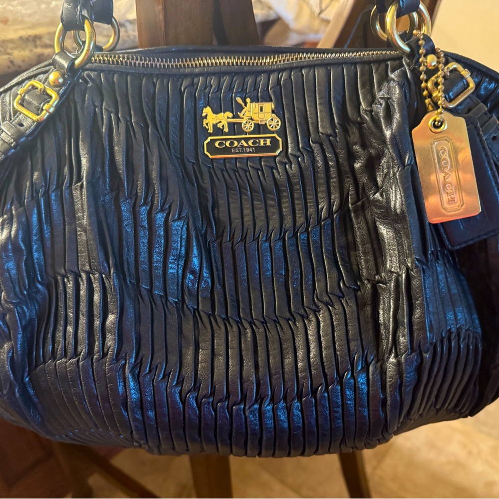Coach Black Leather Pleated Bag. No. M1082-15947
